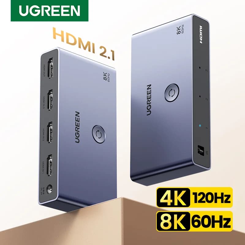 HDMI 2.1 lüliti, 3-sisse-1-välja, 8K, kaugjuhtimispult