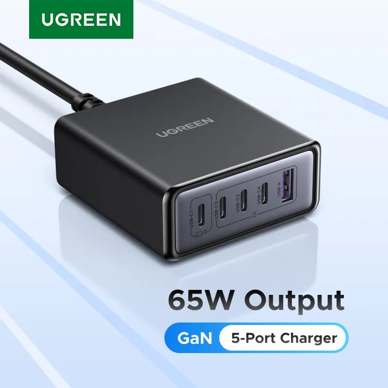 65W-100W 5-in-1 GaN lauaadapter PD ja QC-ga