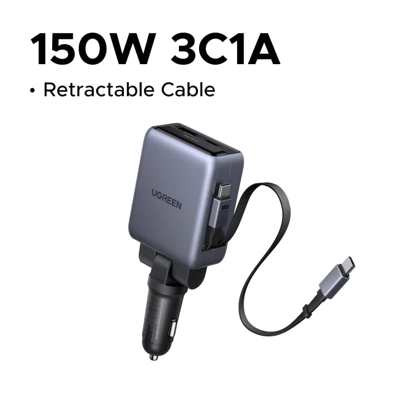 150W autoslaadija kokkukäivate kaablitega