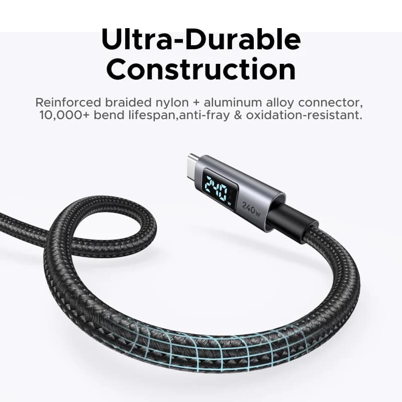240W USB-C kaabel digitaalse võimsuskuvaga
