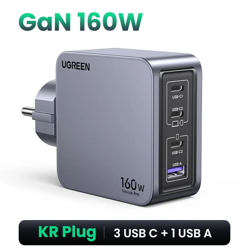 160W GaN USB-C laadija Korea pistikuga
