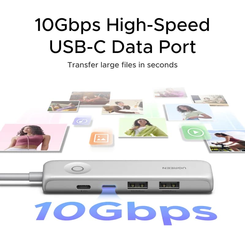 USB-C hub 4K HDMI, 10Gbps and ekraaniluku nupuga