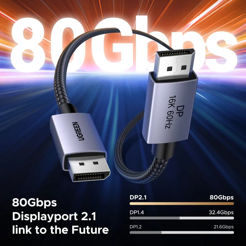 DisplayPort 2.1 kaabel, 8K 60Hz HDR videotugi