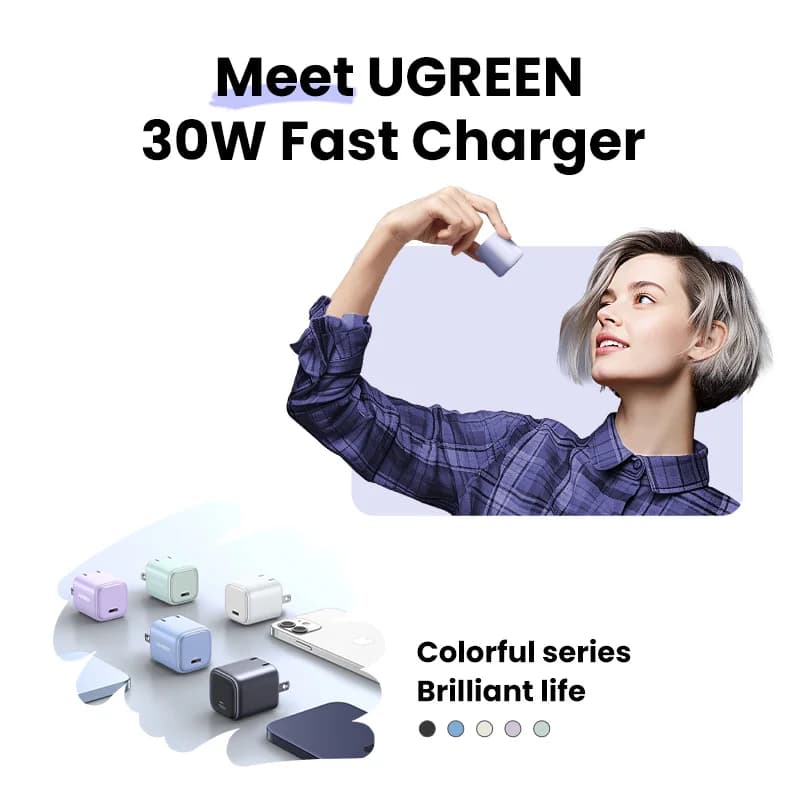 30W GaN USB-C kiirlaadimise seinaklaadija