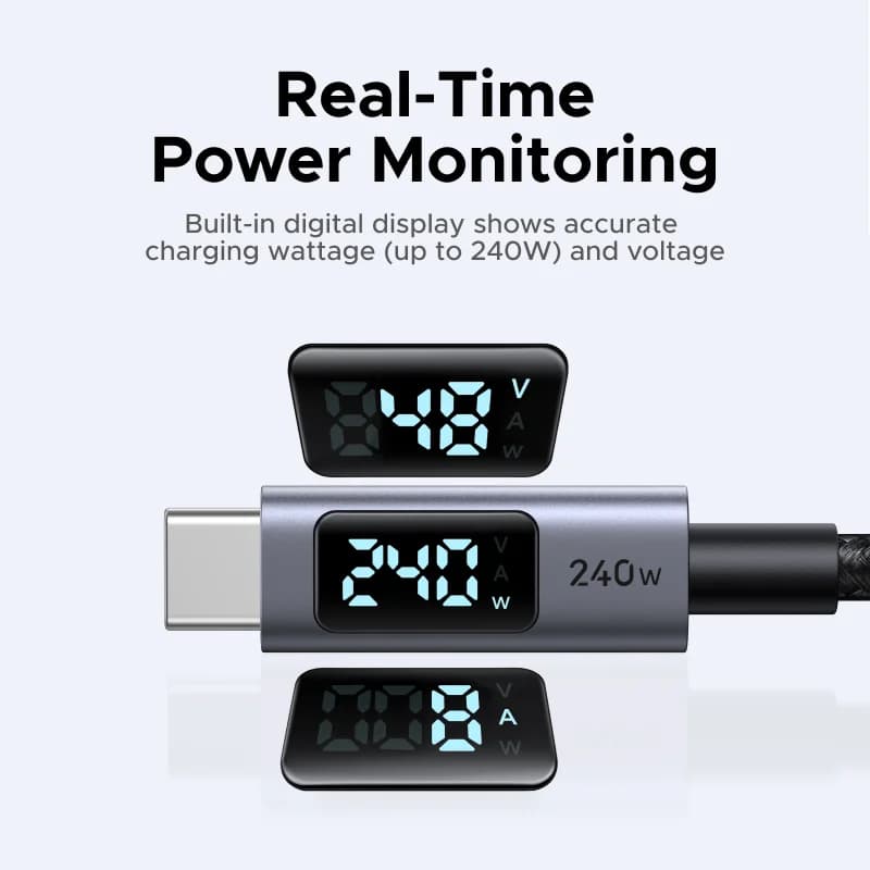 240W USB-C kaabel digitaalse võimsuskuvaga