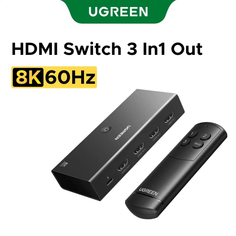 HDMI 2.1 lüliti 3-sisse-1-välja 8K kaugjuhtimisega