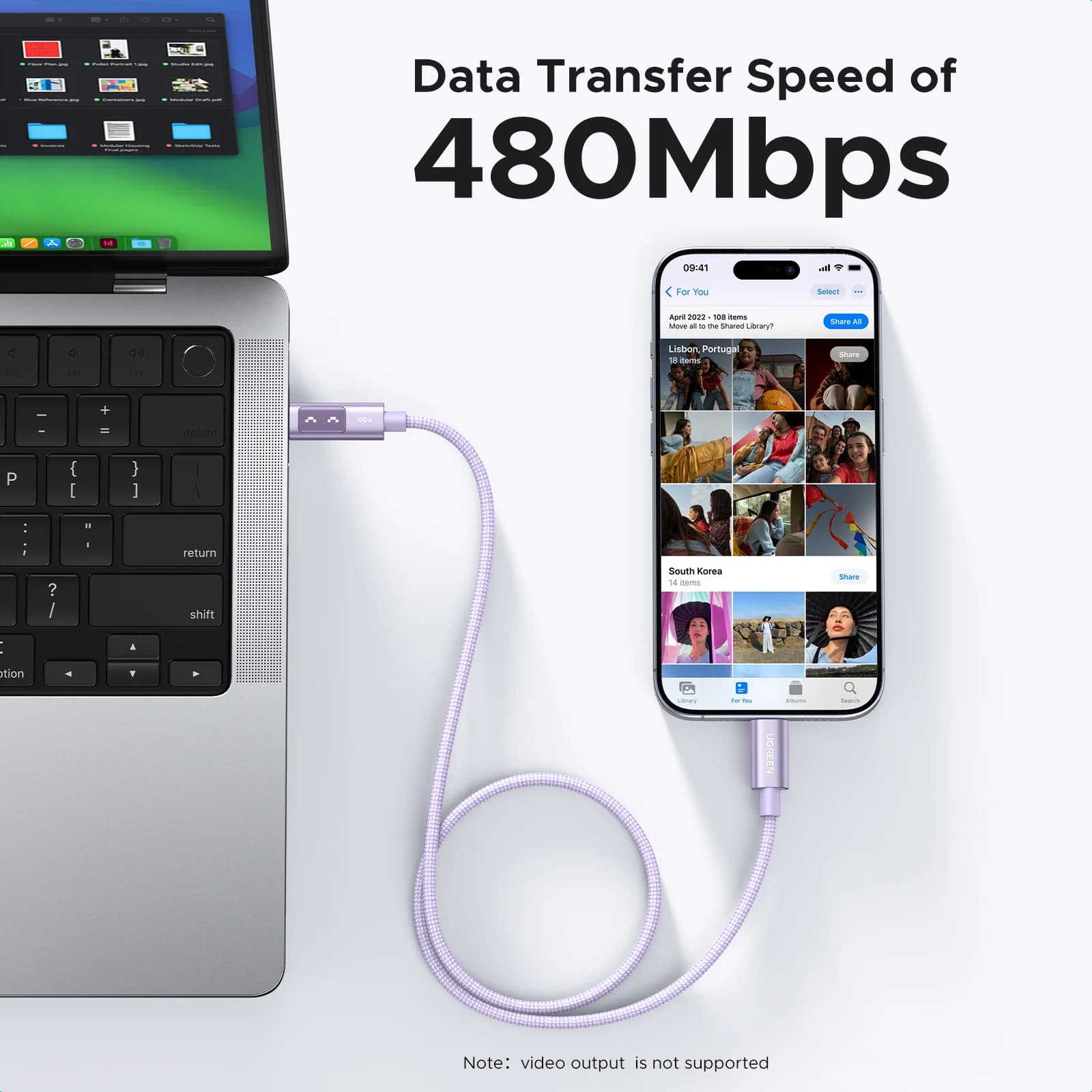 USB-C kuni USB-C kaabel, 100W PD, mitmevärviline