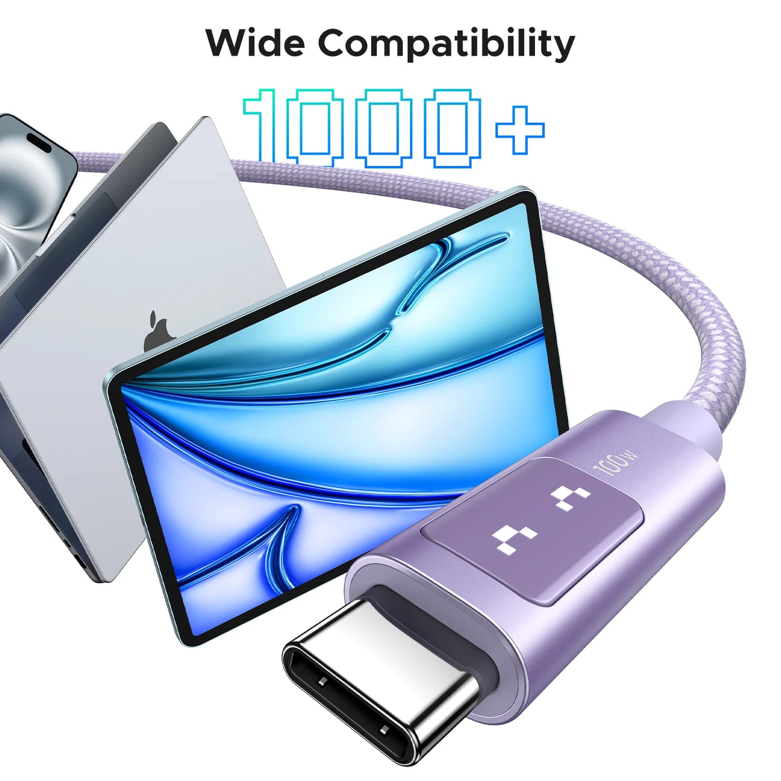 USB-C kuni USB-C kaabel, 100W PD, mitmevärviline