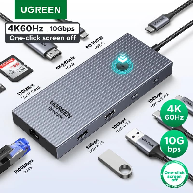 USB-C hub 4K HDMI, Etherneti ja 100W PD-ga