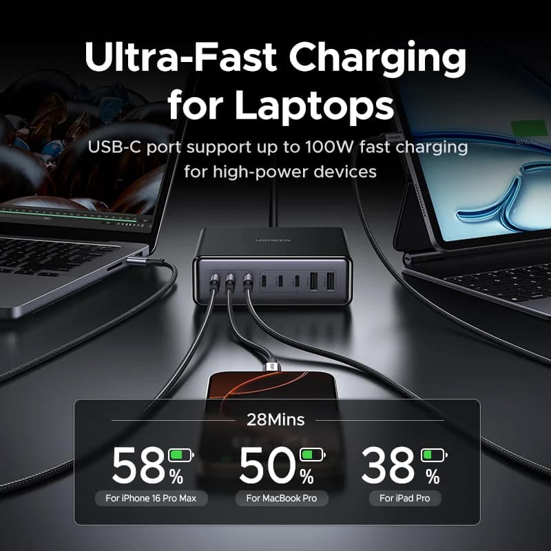 200W GaN lauaadapter, USA pistik