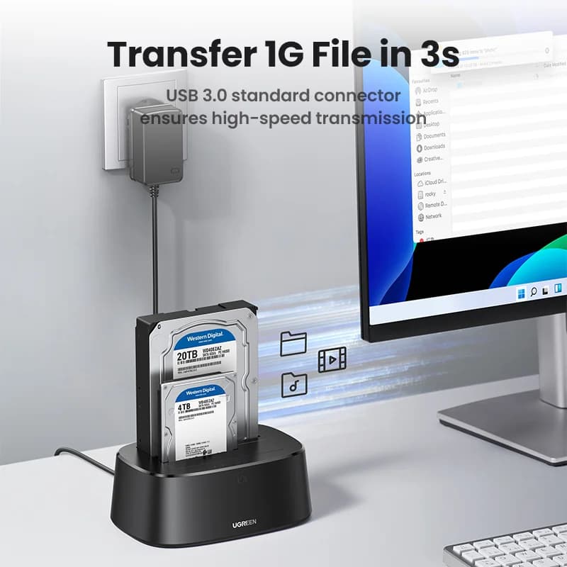 Kahe pesaga SATA USB 3.0 HDD dokkimisjaam