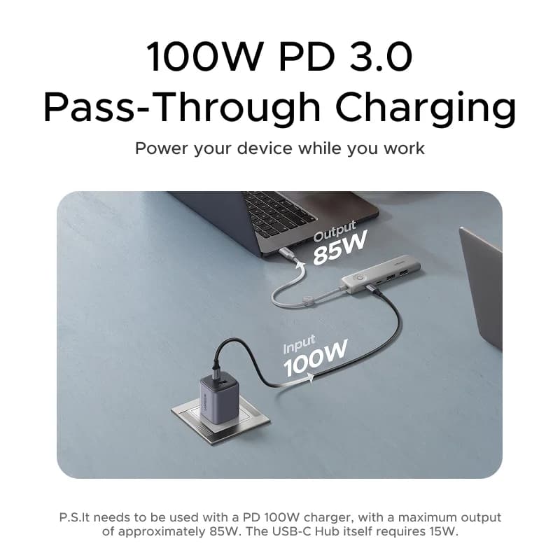 USB-C hub 4K HDMI, 10Gbps and ekraaniluku nupuga