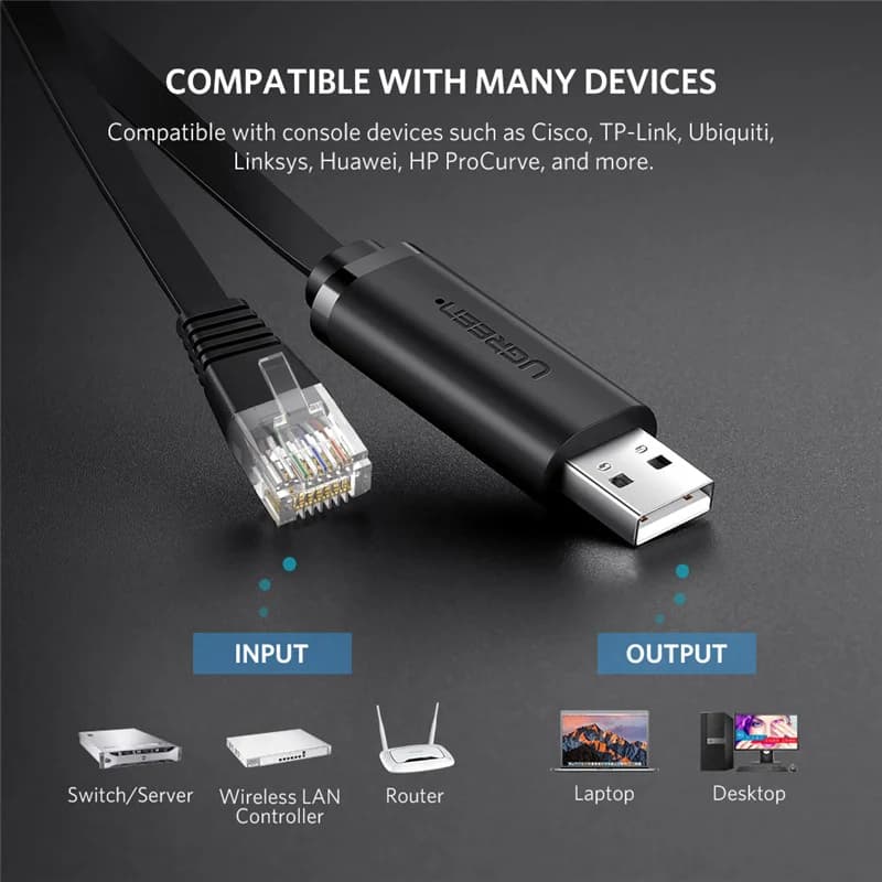 USB-RJ45 konsoolikaabel, RS232 jadaadapter