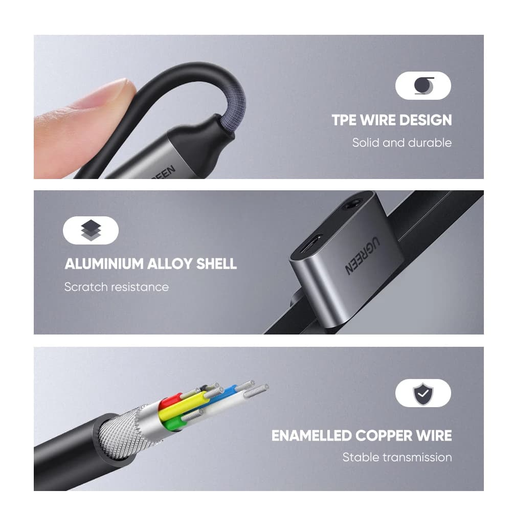 USB-C 3.5mm AUX heliadapteri kaabel