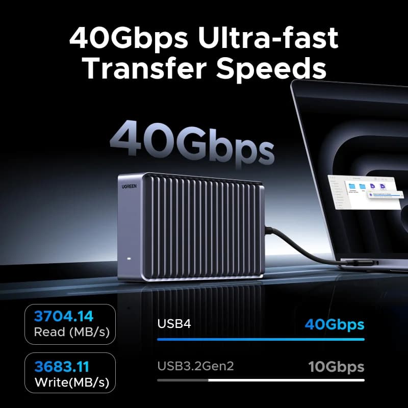 USB4 M.2 NVMe SSD korpus, 40Gbps, Thunderbolt