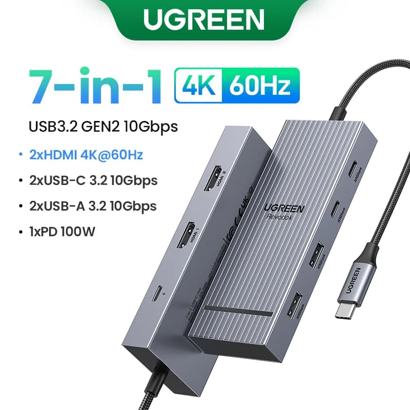 USB-C hub kahe HDMI ja RJ45-ga