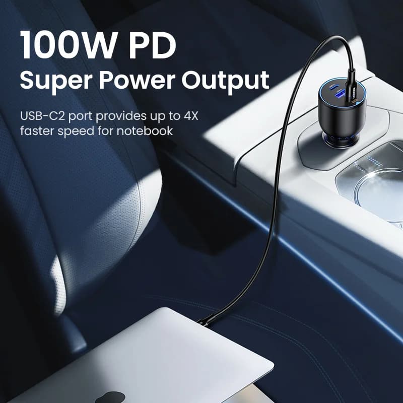 130W kahe USB-C autolaadija