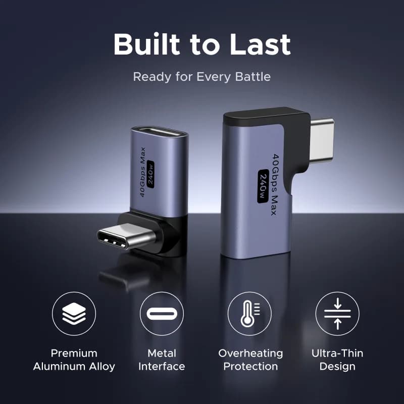Nurkkõvera USB-C isane/emane adapter, 3-osaline pakett